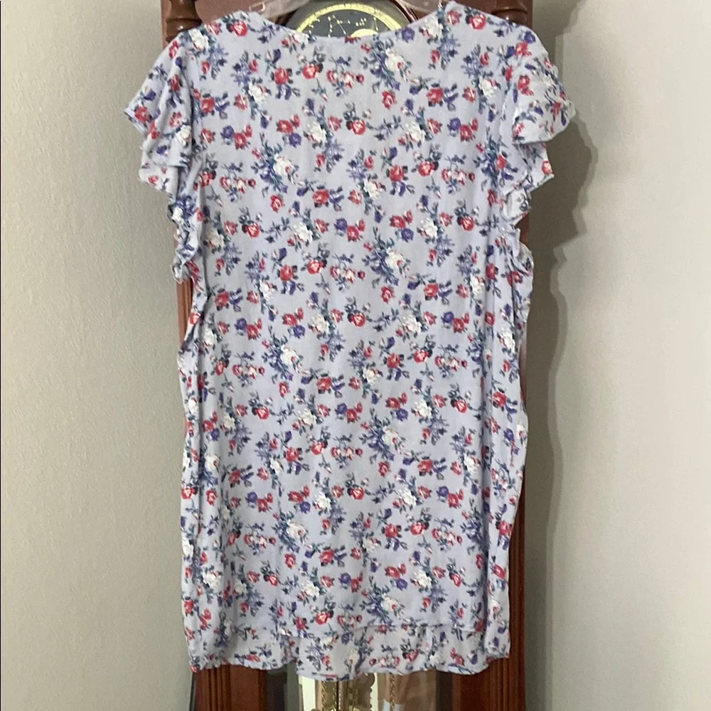 Suzanne Betro Blue Ruffled Cap Sleeve Blouse - Picture 3 of 8